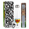 Easter candle, metallic white thermos bottle (500ml) & aromatic flat candle (30cm) (GRAY)