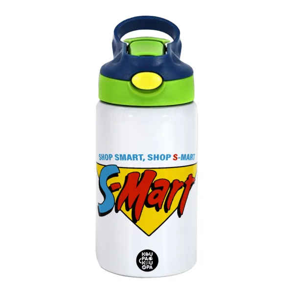 S-mart Evil Dead — Children's hot water bottle, stainless steel, with safety straw, green, blue (350ml)