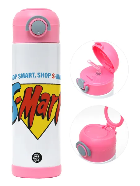 S-mart Evil Dead — Παιδικό παγούρι θερμό, ανοξείδωτο, με καλαμάκι ασφαλείας, ΡΟΖ (500ml)