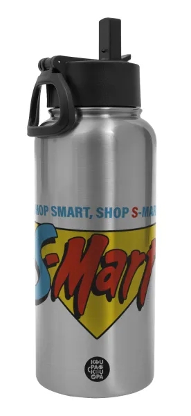 S-mart Evil Dead — Metal mug thermo Silver with Straw and Spout Lid (Stainless steel), double wall, 950ml