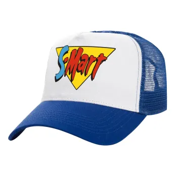 S-mart Evil Dead, Adult Structured Trucker Hat, with Mesh, WHITE/BLUE (100% COTTON, ADULT, UNISEX, ONE SIZE)