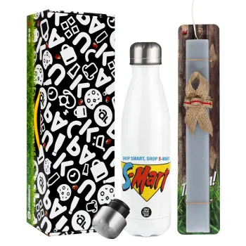 S-mart Evil Dead, Easter candle, metallic white thermos bottle (500ml) & aromatic flat candle (30cm) (GRAY)