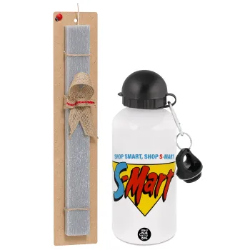 S-mart Evil Dead, Easter Set, metallic aluminum water bottle (500ml) & aromatic flat Easter candle (30cm) (GRAY)