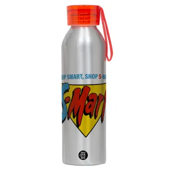 S-mart Evil Dead, Αλουμινένιο Αθλητικό Μπουκάλι 650ml – Ασημί με Κόκκινο Καπάκι και Λουράκι Σιλικόνης