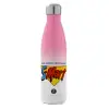Metal mug thermos Pink/White (Stainless steel), double wall, 500ml