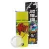 Neon Yellow Travel Tumbler θερμό, μεταλλικό καλαμάκι(Ανωξείδωτο 304 Food grade, BPA free, 600ml)