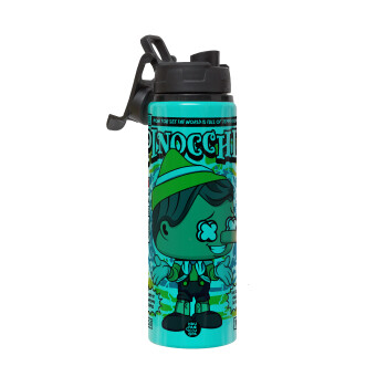 Pinocchio, Metallic water bottle with safety lid, 850ml aluminum