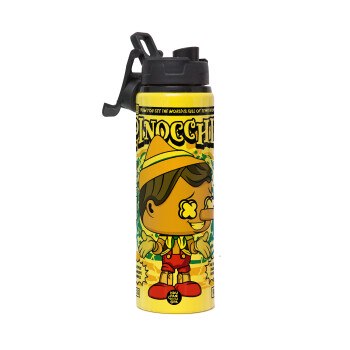 Pinocchio, Metallic water bottle with safety lid, 850ml aluminum