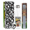 Easter candle, metallic white thermos bottle (500ml) & aromatic flat candle (30cm) (GRAY)