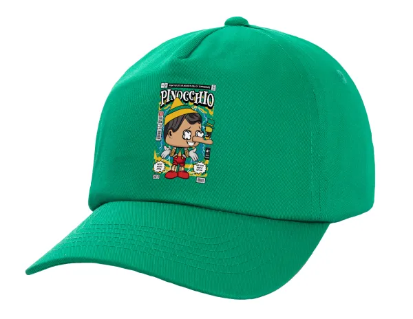 Pinocchio — Καπέλο Ενηλίκων Baseball, 100% Βαμβακερό,  Πράσινο (ΒΑΜΒΑΚΕΡΟ, ΕΝΗΛΙΚΩΝ, UNISEX, ONE SIZE)