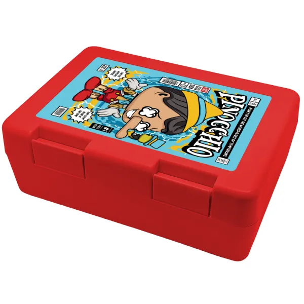 Pinocchio — Παιδικό δοχείο κολατσιού ΚΟΚΚΙΝΟ 185x128x65mm (BPA free πλαστικό)