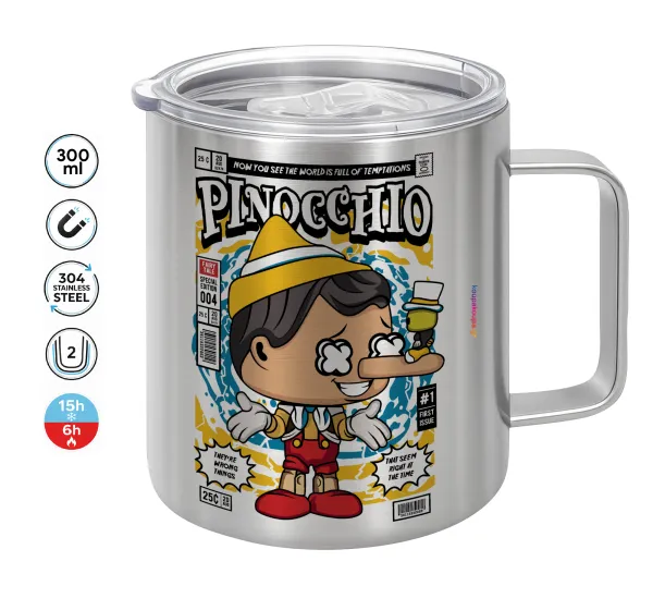 Pinocchio — Double-walled stainless steel mug 300ml with temperature-retaining lid