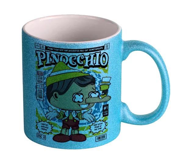 Pinocchio — Κούπα Σιέλ Glitter που γυαλίζει, κεραμική, 330ml