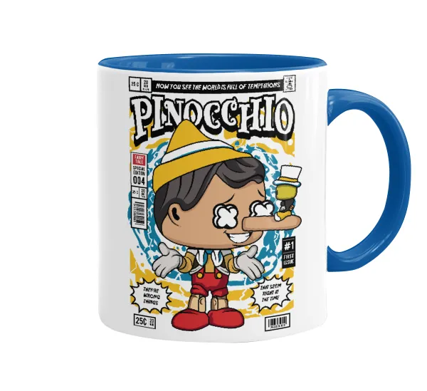 Pinocchio — Κούπα χρωματιστή μπλε, κεραμική, 330ml