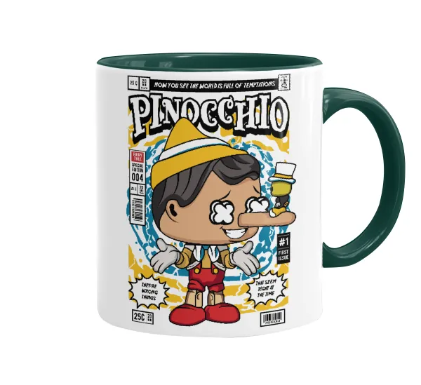 Pinocchio — Κούπα χρωματιστή πράσινη, κεραμική, 330ml
