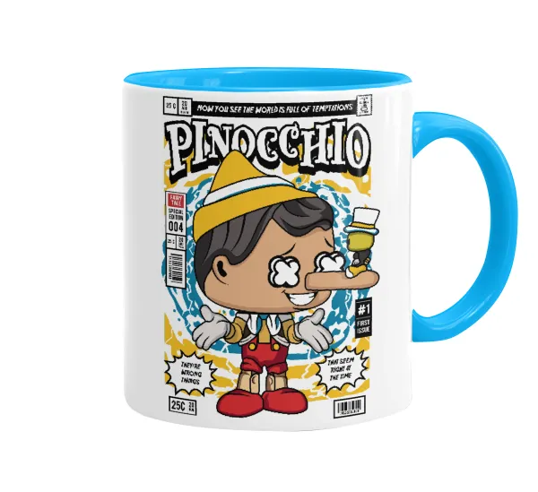 Pinocchio — Κούπα χρωματιστή γαλάζια, κεραμική, 330ml