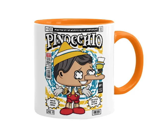Pinocchio — Κούπα χρωματιστή πορτοκαλί, κεραμική, 330ml