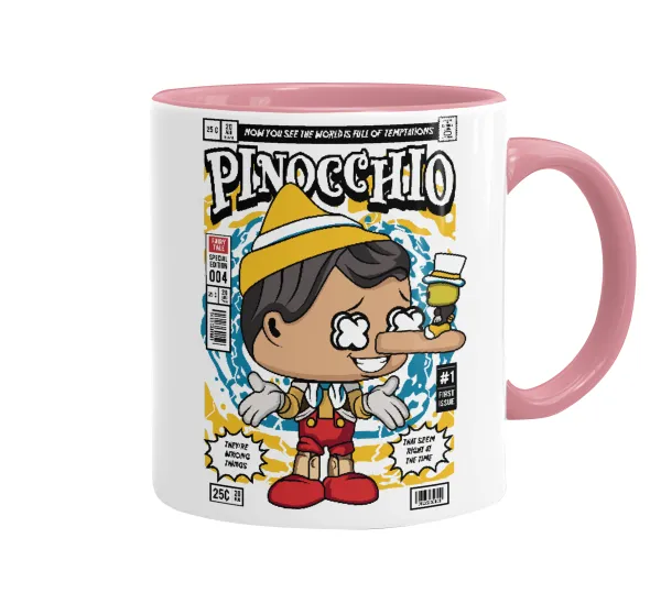 Pinocchio — Κούπα χρωματιστή ροζ, κεραμική, 330ml