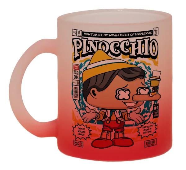 Pinocchio — Two-tone glass mug with matte red base, 330ml