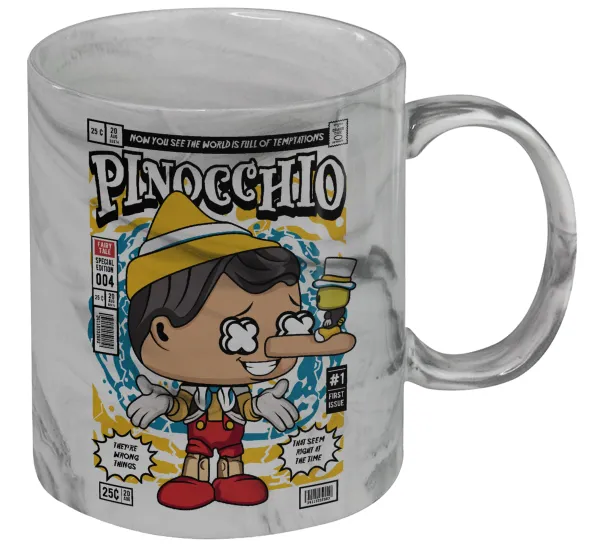Pinocchio — Κούπα κεραμική, marble style (μάρμαρο), 330ml