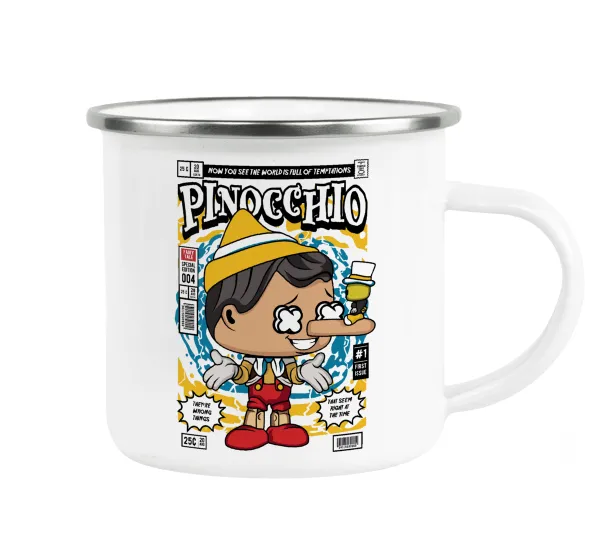 Pinocchio — Metallic enamel cup white 360ml