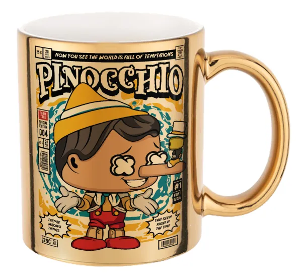 Pinocchio — Mug ceramic, gold mirror, 330ml