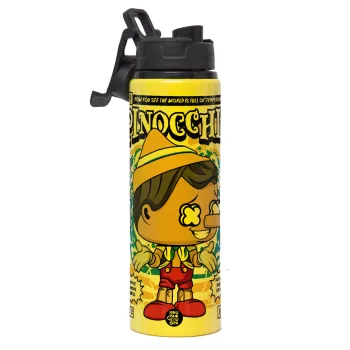 Pinocchio, Metallic water bottle with safety lid, 850ml aluminum