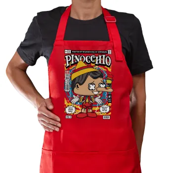 Pinocchio, Ποδιά Μακριά Σεφ ολόσωμη με τσέπες Κόκκινη (ΕΝΗΛΙΚΩΝ)