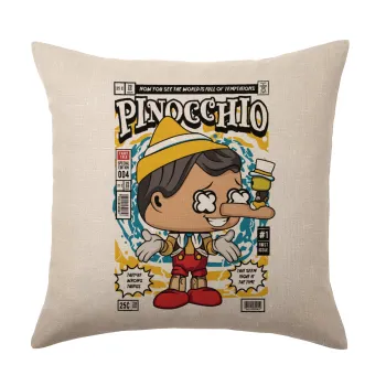 Pinocchio, Μαξιλάρι καναπέ ΛΙΝΟ 40x40cm περιέχεται το  γέμισμα