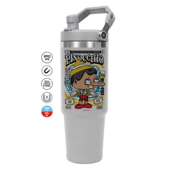 Pinocchio, ΓΚΡΙ χρώματος Θερμός Ανοξείδωτο 890ml (30oz) με χερούλι