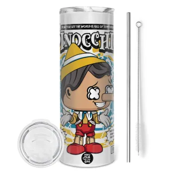 Pinocchio, Tumbler stainless steel 600ml, with metal straw & cleaning brush