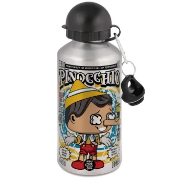 Pinocchio, Metallic water jug, Silver, aluminum 500ml