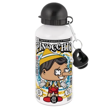 Pinocchio, Μεταλλικό παγούρι νερού, Λευκό, αλουμινίου 500ml