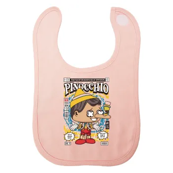 Pinocchio, Σαλιάρα με Σκρατς ΡΟΖ 100% Organic Cotton (0-18 months)