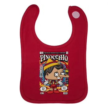 Pinocchio, Σαλιάρα με Σκρατς Κόκκινη 100% Organic Cotton (0-18 months)