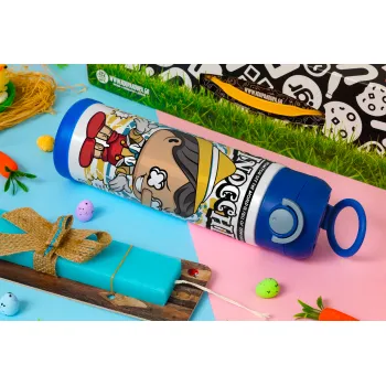 Pinocchio, Πασχαλινή Λαμπάδα με Παιδικό παγούρι θερμό, ανοξείδωτο, με καλαμάκι ασφαλείας, ΜΠΛΕ (500ml)