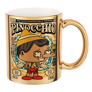 Pinocchio, Κούπα κεραμική, χρυσή καθρέπτης, 330ml