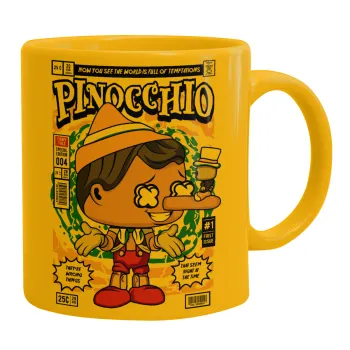 Pinocchio, Κούπα, κεραμική κίτρινη, 330ml