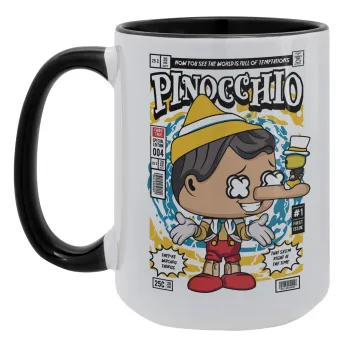 Pinocchio, Κούπα Mega 15oz, κεραμική Μαύρη, 450ml
