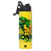 Metallic water bottle with safety lid, 850ml aluminum