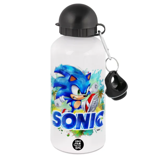 Sonic — Metal water bottle, White, aluminum 500ml