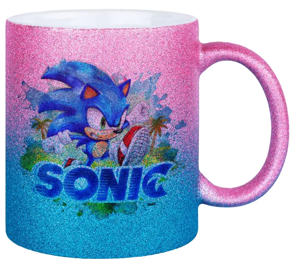Sonic — Gold/blue glitter mug, ceramic, 330ml