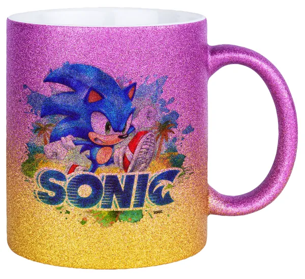 Sonic — Gold/pink glitter mug, ceramic, 330ml