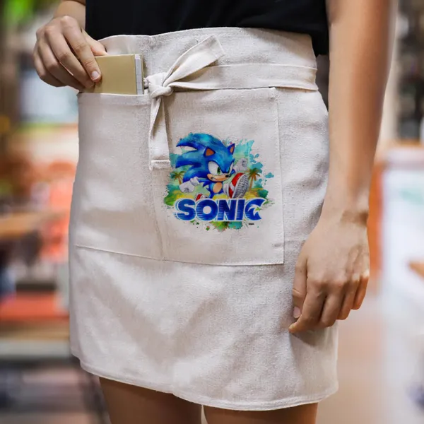 Sonic — Waist apron with double pocket, barista/bartender, beige