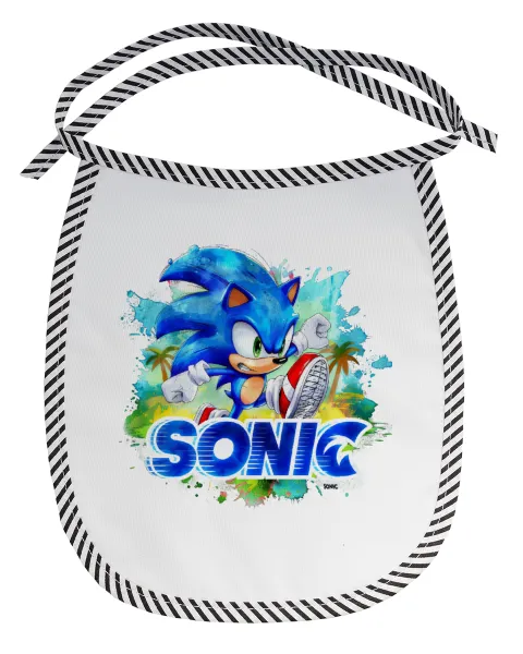 Sonic — Stain-resistant baby bib with tie, black