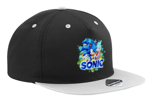 Σόνικ ο Σκαντζόχοιρος — Καπέλο Ενηλίκων Flat Snapback Μαύρο/Γκρι, (100% ΒΑΜΒΑΚΕΡΟ TWILL, ΕΝΗΛΙΚΩΝ, UNISEX, ONE SIZE)