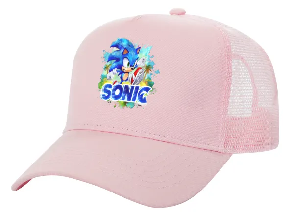 Sonic — Adult Structured Trucker Hat, with Mesh, PINK (100% COTTON, ADULT, UNISEX, ONE SIZE)