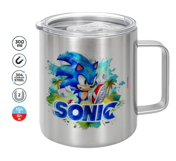 Sonic — Double-walled stainless steel mug 300ml with temperature-retaining lid