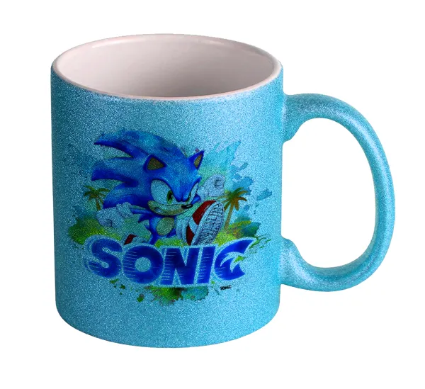 Sonic — Light blue glitter mug that sparkles, ceramic, 330ml