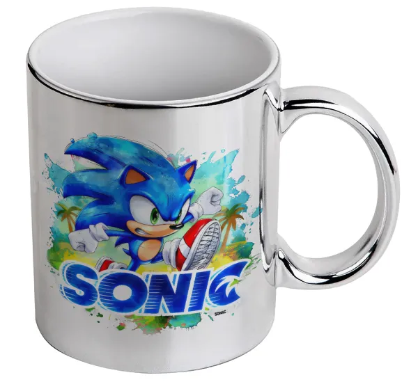 Sonic — Mug ceramic, silver mirror, 330ml